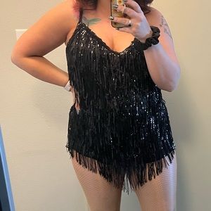 Black Sequin Mini Dress